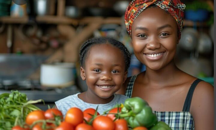 A mother and daughter at their market stall in Nairobi